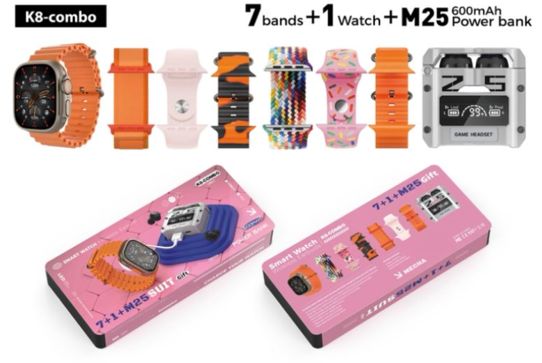 K8 COMBO PRO (SmartWatch + Audifonos + Powerbank + 7 Pulsos)