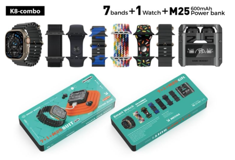 K8 COMBO PRO (SmartWatch + Audifonos + Powerbank + 7 Pulsos)