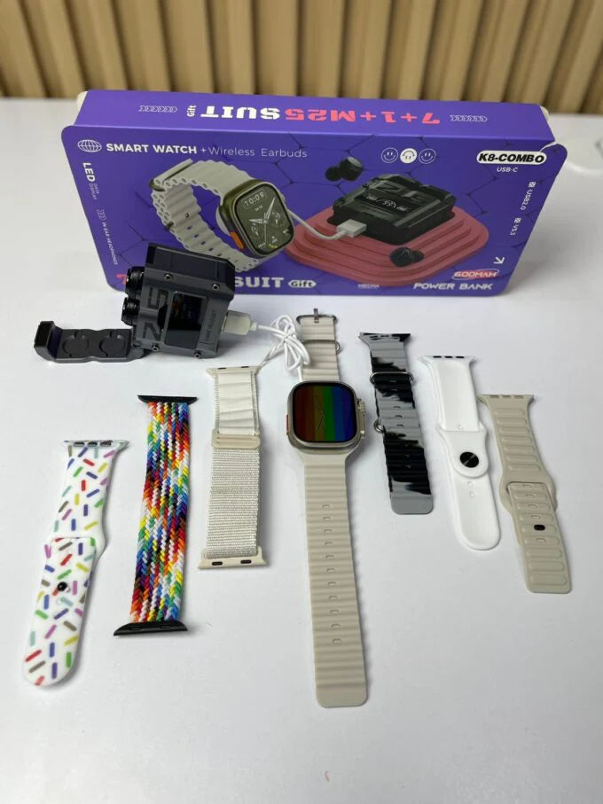K8 COMBO PRO (SmartWatch + Audifonos + Powerbank + 7 Pulsos).